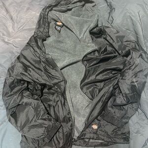 Dickies Black Fleece Lined Hooded Windbreaker Jacket Size Large